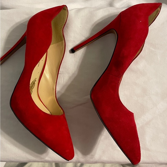 Authentic Jessica Simpson Suede Red High Heels Size 10 - Picture 8 of 10